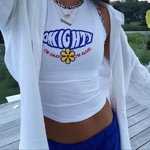 Omighty “I’m Okay! I’m Alive!” Tank Top White / Cheetah